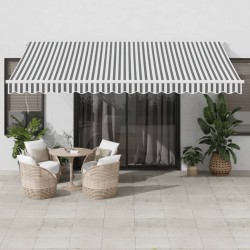 Auvent rétractable anthracite et blanc 4,5x3 m tissu/aluminium 