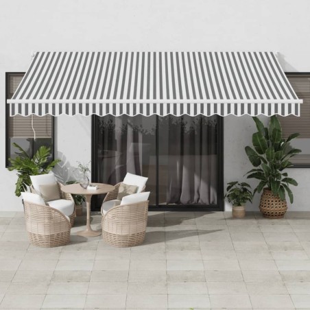 Auvent rétractable anthracite et blanc 4,5x3 m tissu/aluminium 