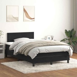 Sommier à lattes de lit avec matelas noir 120x210 cm velours 