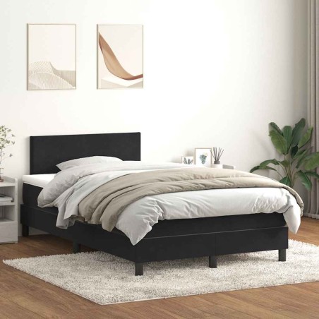 Sommier à lattes de lit avec matelas noir 120x210 cm velours 