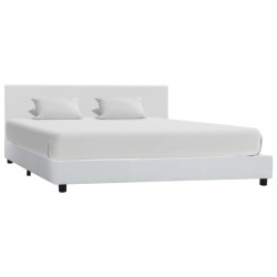 Cadre de lit sans matelas blanc similicuir 160x200 cm 