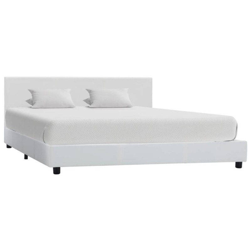 Cadre de lit sans matelas blanc similicuir 160x200 cm 
