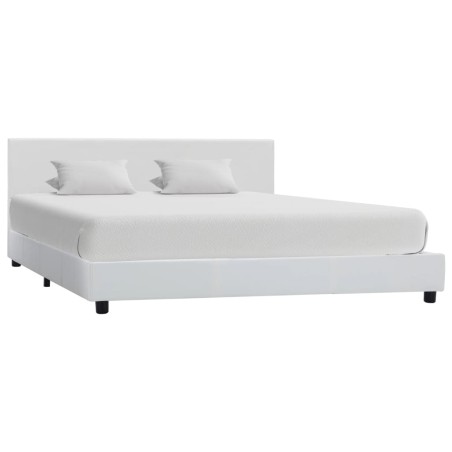 Cadre de lit sans matelas blanc similicuir 160x200 cm 
