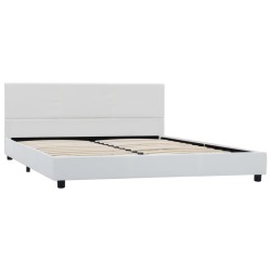 Cadre de lit sans matelas blanc similicuir 160x200 cm 