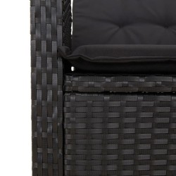 Ensemble à manger de jardin avec coussins 3 pcs Noir 