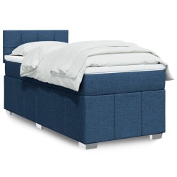 Sommier à lattes de lit avec matelas Bleu 90x190 cm Tissu 
