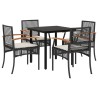 Ensemble à manger de jardin coussins 5pcs Noir Résine tressée 