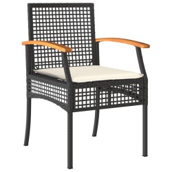 Ensemble à manger de jardin coussins 5pcs Noir Résine tressée 