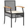 Ensemble à manger de jardin coussins 5pcs Noir Résine tressée 