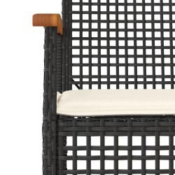 Ensemble à manger de jardin coussins 5pcs Noir Résine tressée 