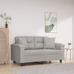 Canapé 2 places avec oreillers gris clair 120 cm 