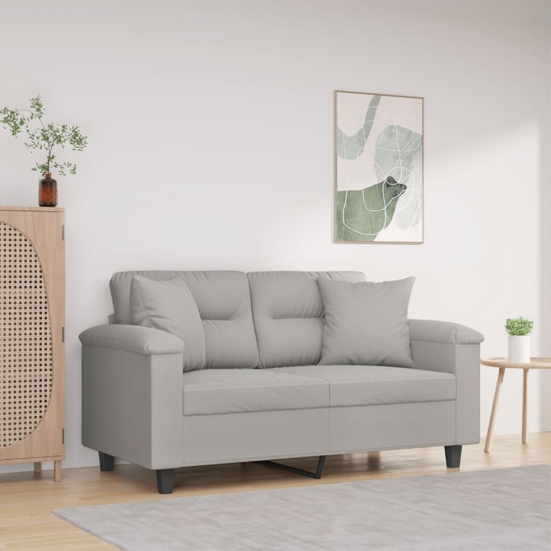 Canapé 2 places avec oreillers gris clair 120 cm 
