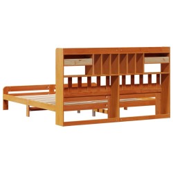 Lit bibliothèque sans matelas cire marron 180x200 cm pin massif 