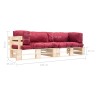 Canapés de jardin palette 2 pcs avec coussins rouge Bois de pin 