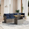 Salon de jardin 5 pcs avec coussins gris résine tressée 