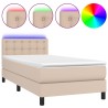 Sommier à lattes de lit avec matelas et LED Cappuccino 90x190cm 