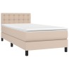 Sommier à lattes de lit avec matelas et LED Cappuccino 90x190cm 