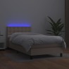 Sommier à lattes de lit avec matelas et LED Cappuccino 90x190cm 