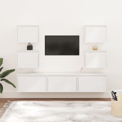 Meubles TV 7 pcs Blanc Bois massif de pin 