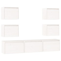Meubles TV 7 pcs Blanc Bois massif de pin 