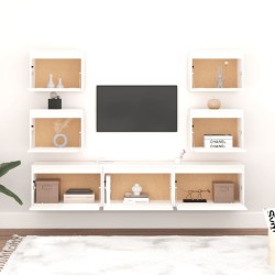 Meubles TV 7 pcs Blanc Bois massif de pin 