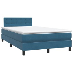 Sommier à lattes de lit et matelas bleu foncé 120x210cm velours 