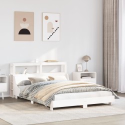 Cadre de lit sans matelas blanc 135x190 cm bois de pin massif 