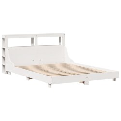 Cadre de lit sans matelas blanc 135x190 cm bois de pin massif 