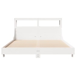 Cadre de lit sans matelas blanc 135x190 cm bois de pin massif 