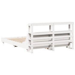 Cadre de lit sans matelas blanc 135x190 cm bois de pin massif 