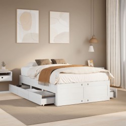 Cadre de lit sans matelas avec tiroirs 120x200 cm bois de pin 