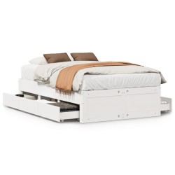 Cadre de lit sans matelas avec tiroirs 120x200 cm bois de pin 