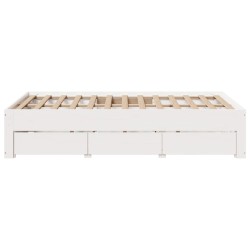 Cadre de lit sans matelas avec tiroirs 120x200 cm bois de pin 