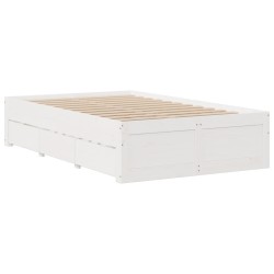 Cadre de lit sans matelas avec tiroirs 120x200 cm bois de pin 