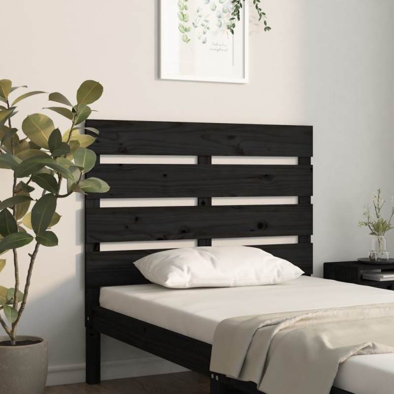 Tête de lit Noir 75x3x80 cm Bois massif de pin Tête de lit Noir 75x3x80 cm Bois massif de pin