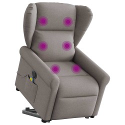 Fauteuil inclinable de massage électrique Taupe Tissu 