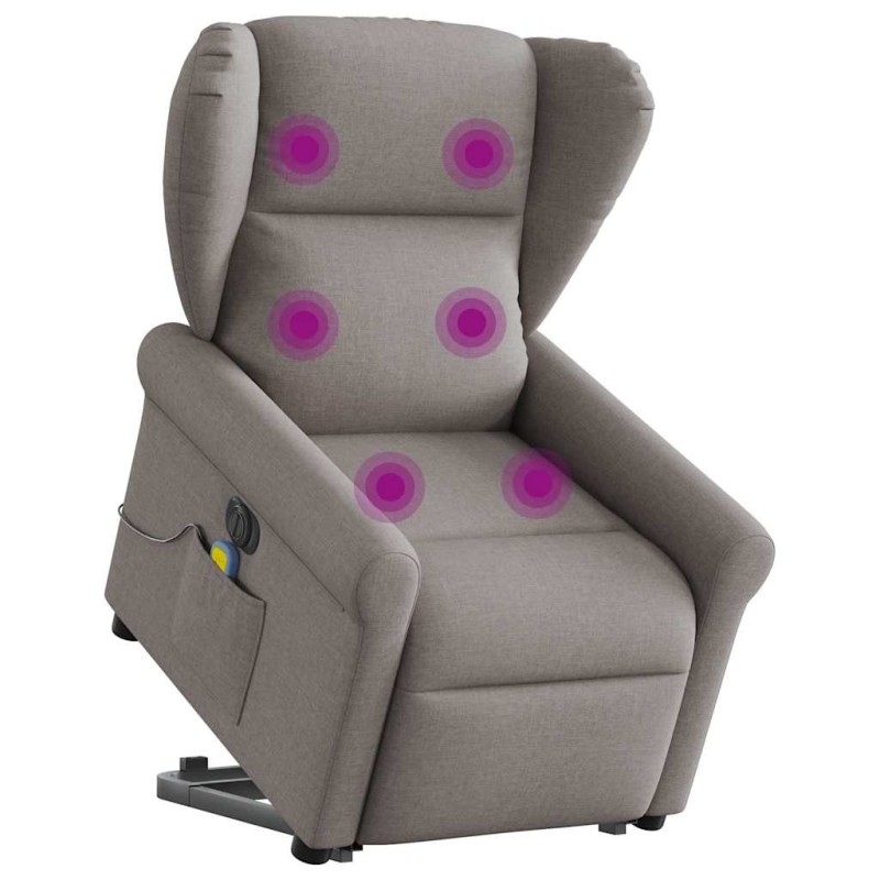 Fauteuil inclinable de massage électrique Taupe Tissu 
