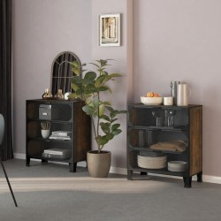 Armoires de rangement 2 pcs Marron 72x36x82 cm Métal et MDF 