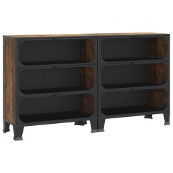 Armoires de rangement 2 pcs Marron 72x36x82 cm Métal et MDF 