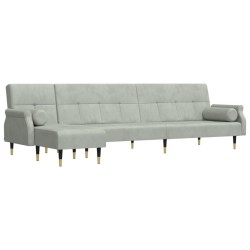 Canapé-lit en forme de L gris clair 271x140x70 cm velours 