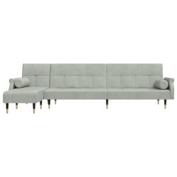 Canapé-lit en forme de L gris clair 271x140x70 cm velours 