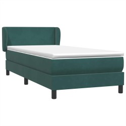 Sommier à lattes de lit et matelas vert foncé 90x220 cm velours 