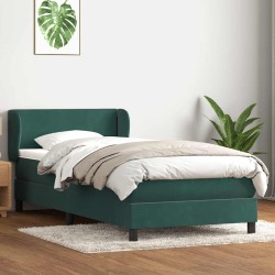 Sommier à lattes de lit et matelas vert foncé 90x220 cm velours 
