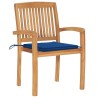 Chaises de jardin empilables avec coussins lot de 4 Teck solide 