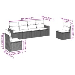 Salon de jardin avec coussins 6 pcs beige résine tressée 