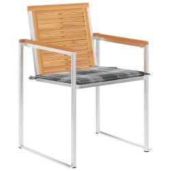 Chaises de jardin avec coussins lot de 2 Teck solide et acier 