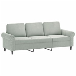 Canapé à 3 places avec repose-pieds Gris clair 180 cm Velours 