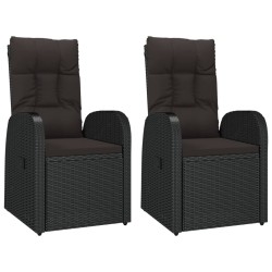 Ensemble de salon de jardin 3 pcs noir poly rotin et acier 