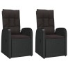 Ensemble de salon de jardin 3 pcs noir poly rotin et acier 