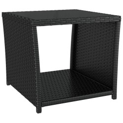 Ensemble de salon de jardin 3 pcs noir poly rotin et acier 